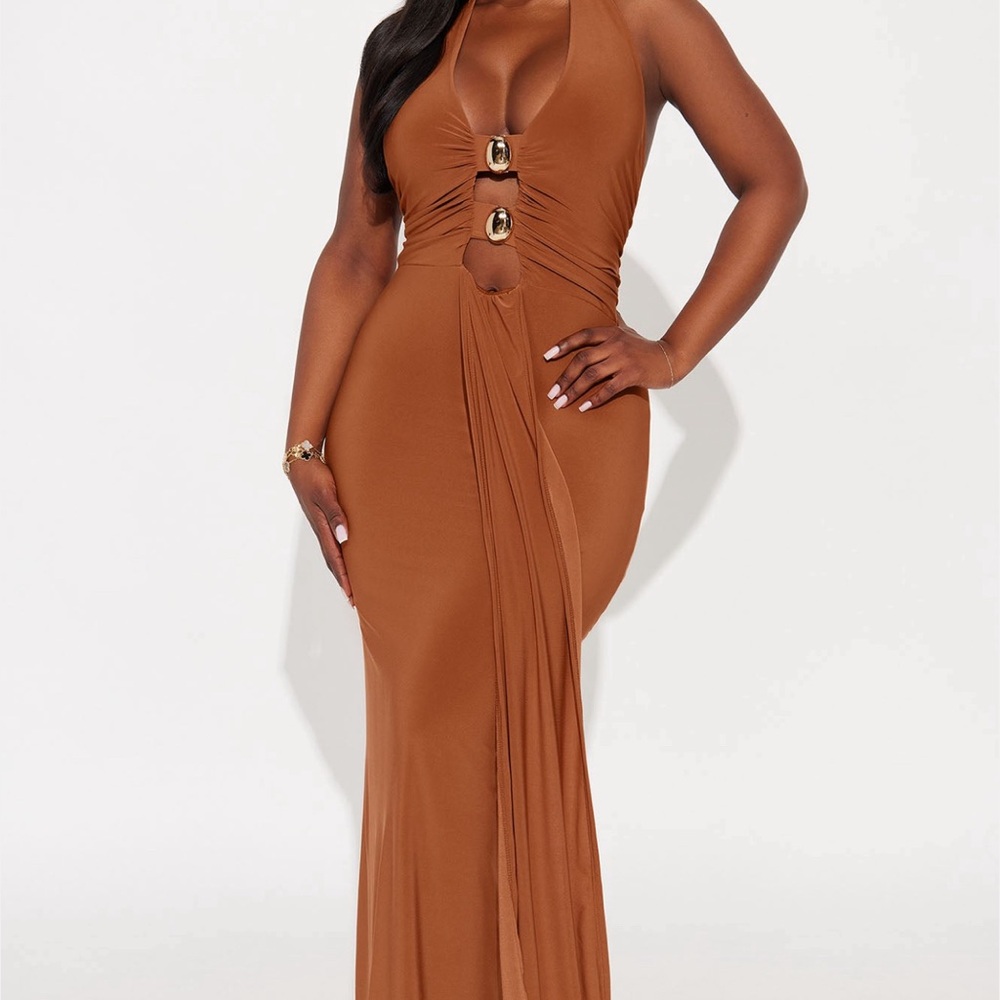 Fashion Nova Brown Backless Maxi Dress - Picture 5 of 7